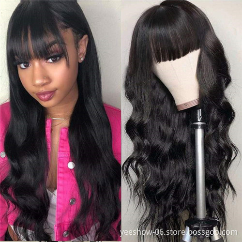 Factory Price Body Wave 100% virgin Human Hair Brazilian Human machine hair Wigs Virgin Hair Wig